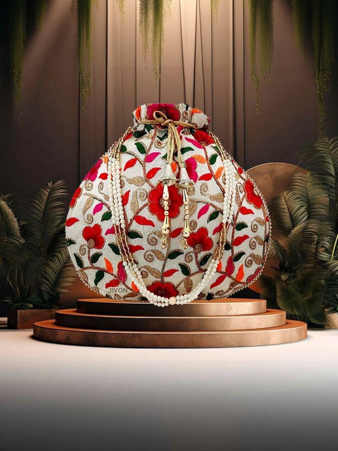 JIVON Embroidered Embellished Potli Clutch-picture-41