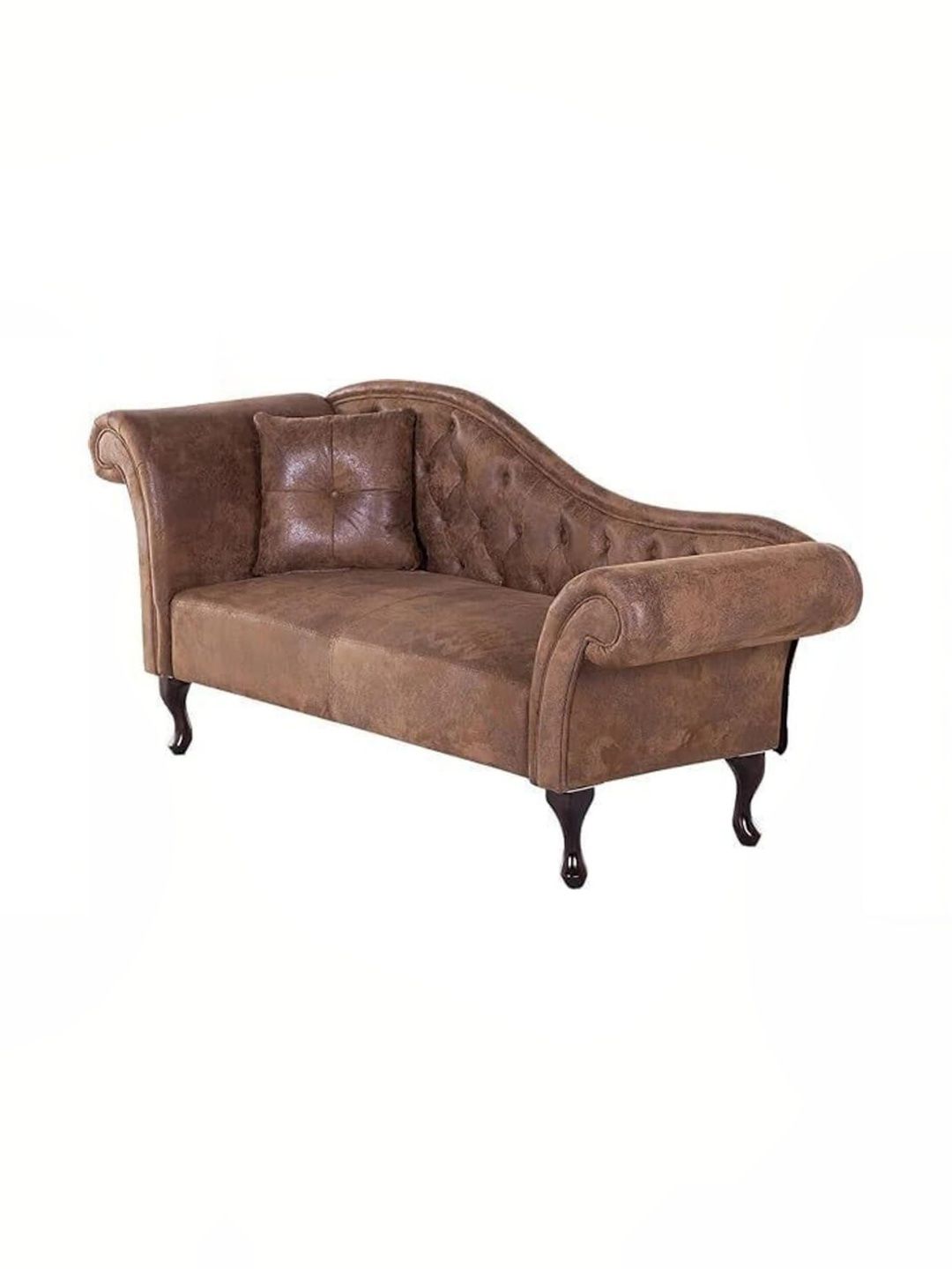 INDIAWOODMART Brown & Black Tufted Velvet & Wooden Sofa-picture-43