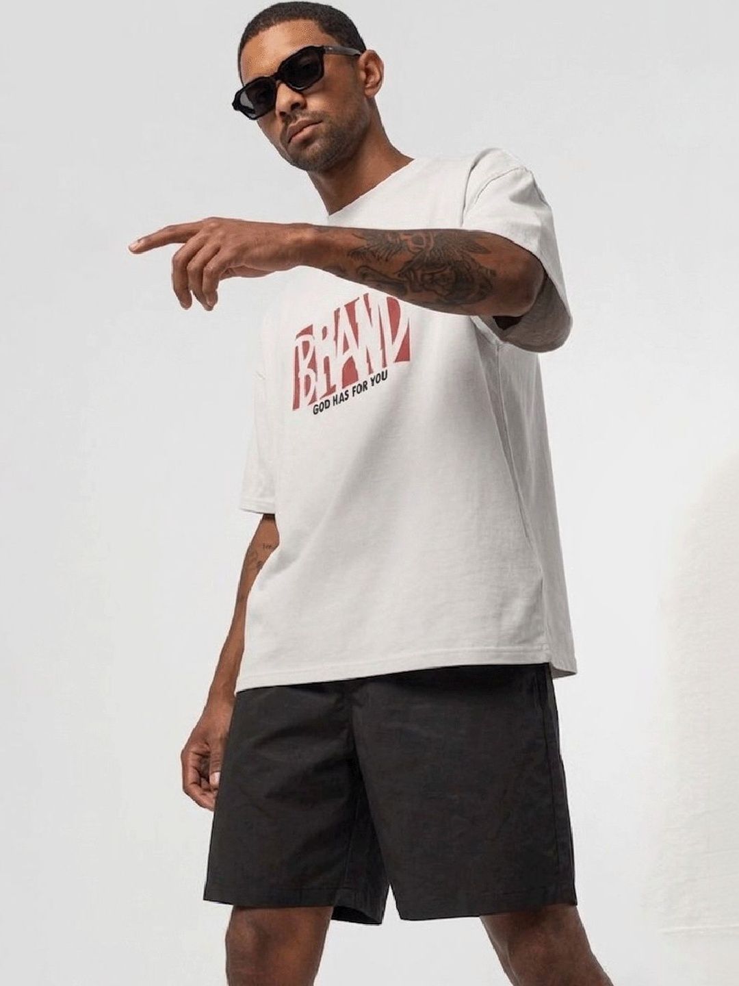 BAESD Men Typography Printed Drop-Shoulder Sleeves Cotton T-shirt-image-40
