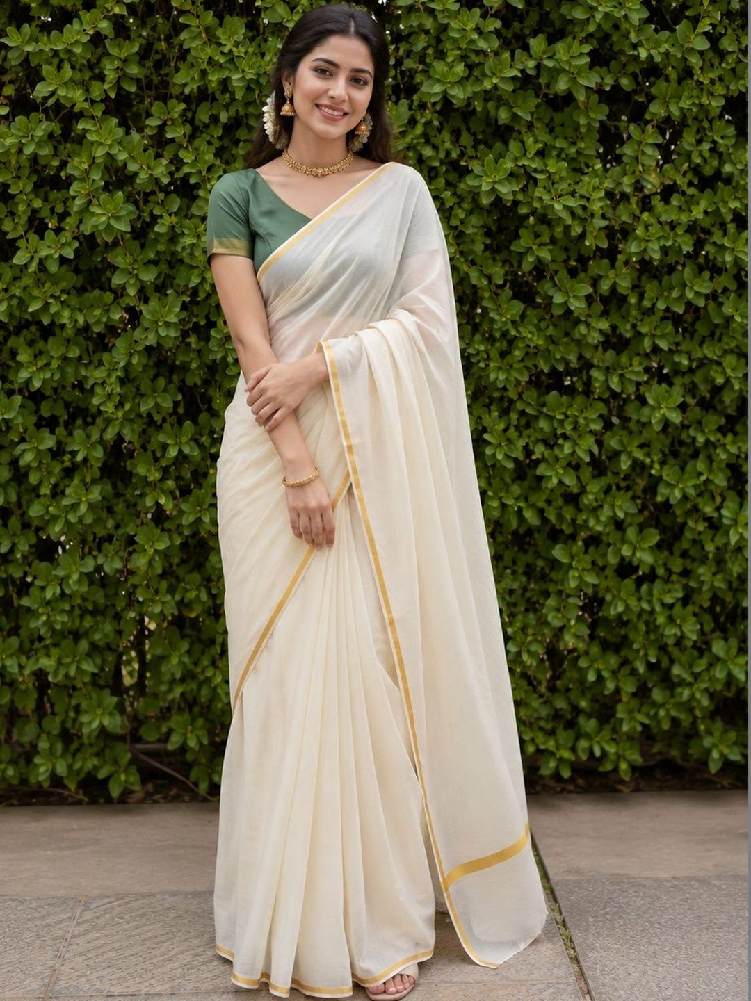 HARADHI Pure Cotton Handloom Kasavu Saree-picture-14
