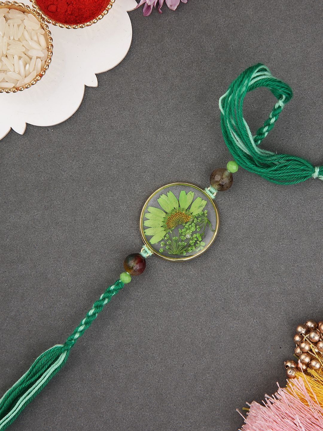 Sangria Rakhi With Roli Chawal & Greetings Card-picture-29