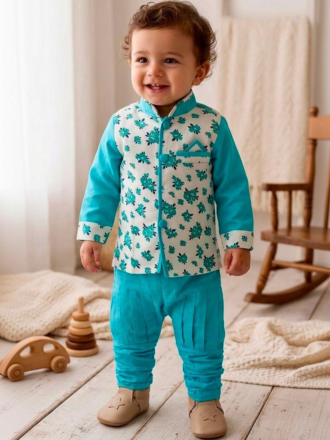 NEW GEN Boys Floral Printed Regular Kurta with Dhoti Pants-picture-11