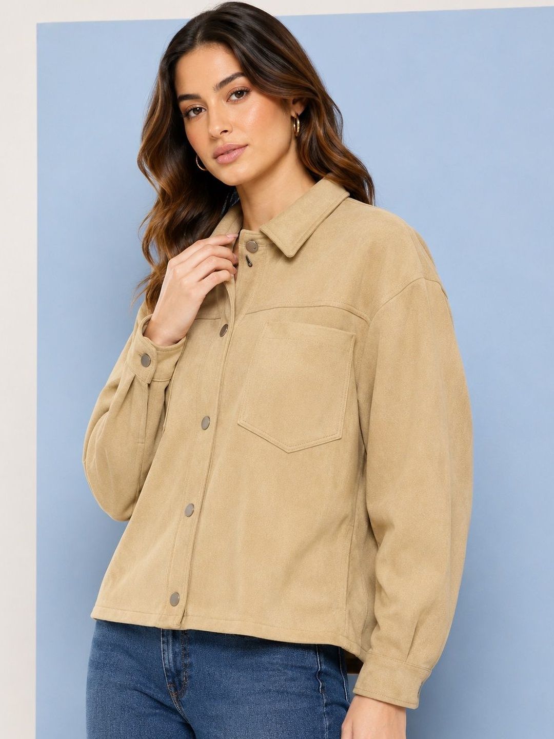 DressBerry Women Suede Lightweight Woven Jacket-picture-30