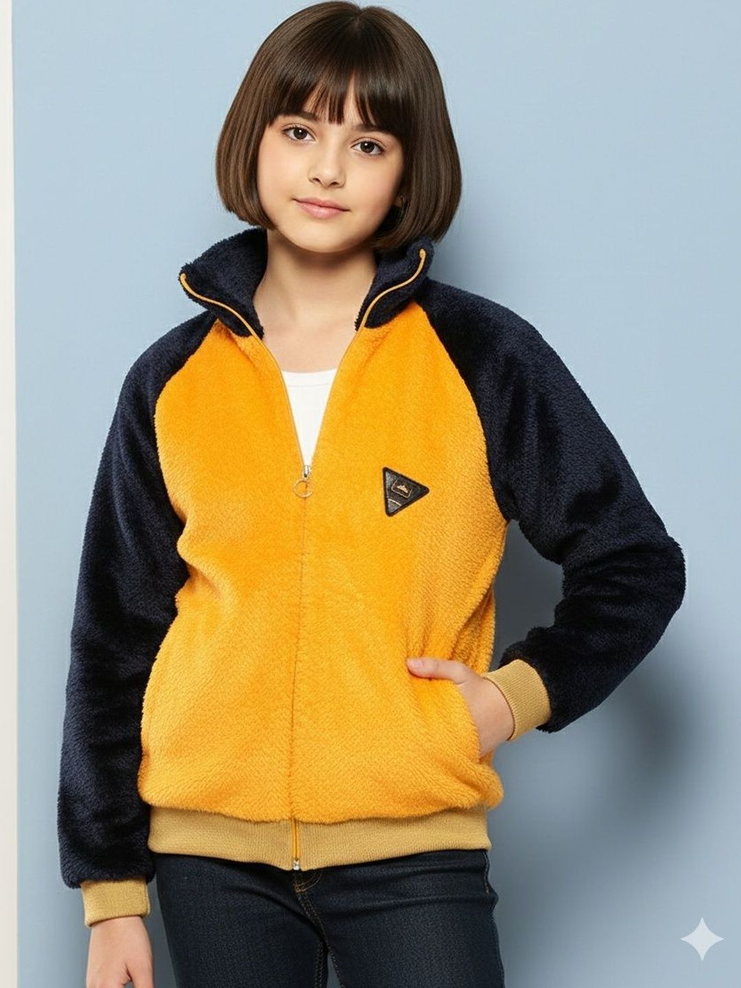 Aarika Girls Colourblocked Woollen Padded Jacket-image-29