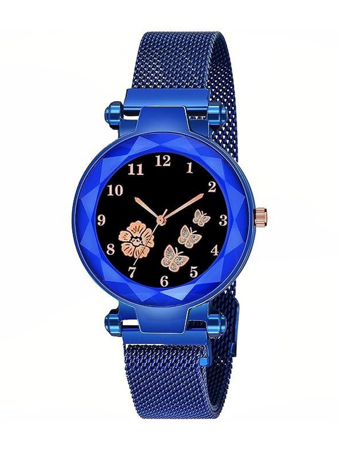 SWADESI STUFF Women Printed Dial & Straps Analogue Date Aperture Watch MAGNET 11 BUTTERFLY BLUE