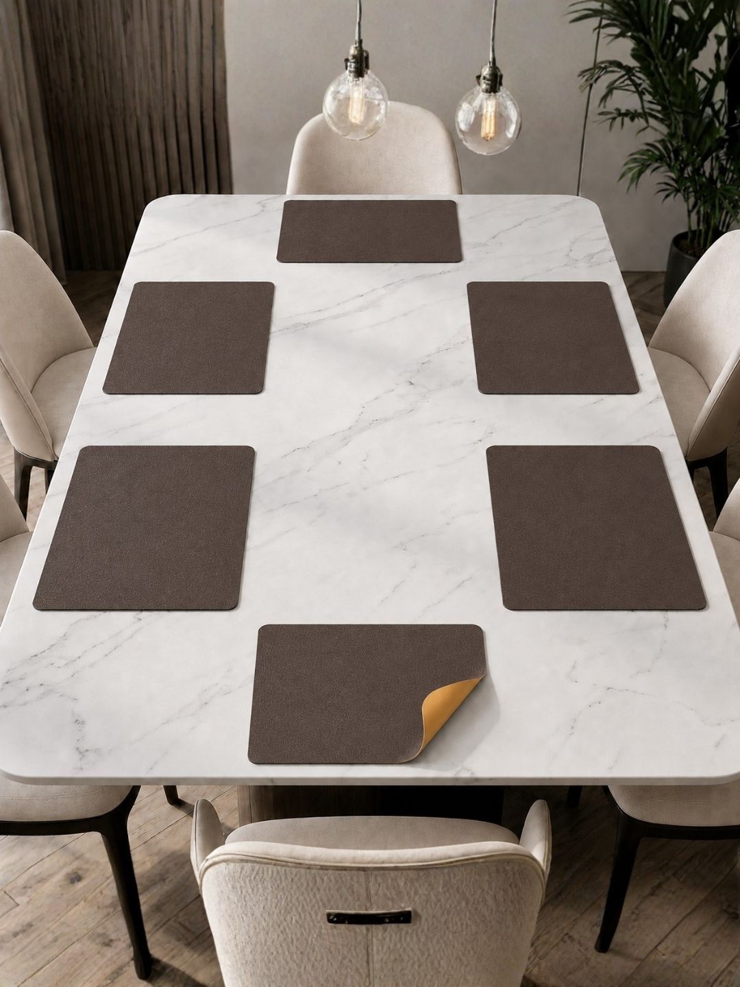 Myntra Elegant Homes 6 Pieces Brown & Yellow Rectangle Table Placemats-image-31
