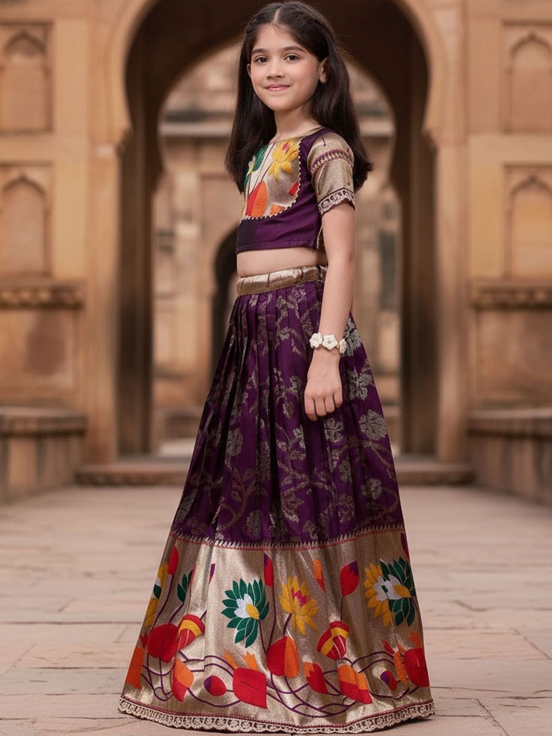 Sangria Girls Embroidered Ready to Wear Lehenga &-image-35