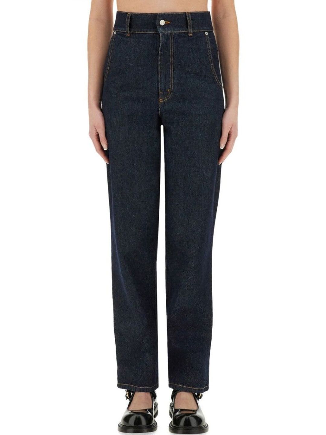 Blue Straight High Rise Jeans-image-16