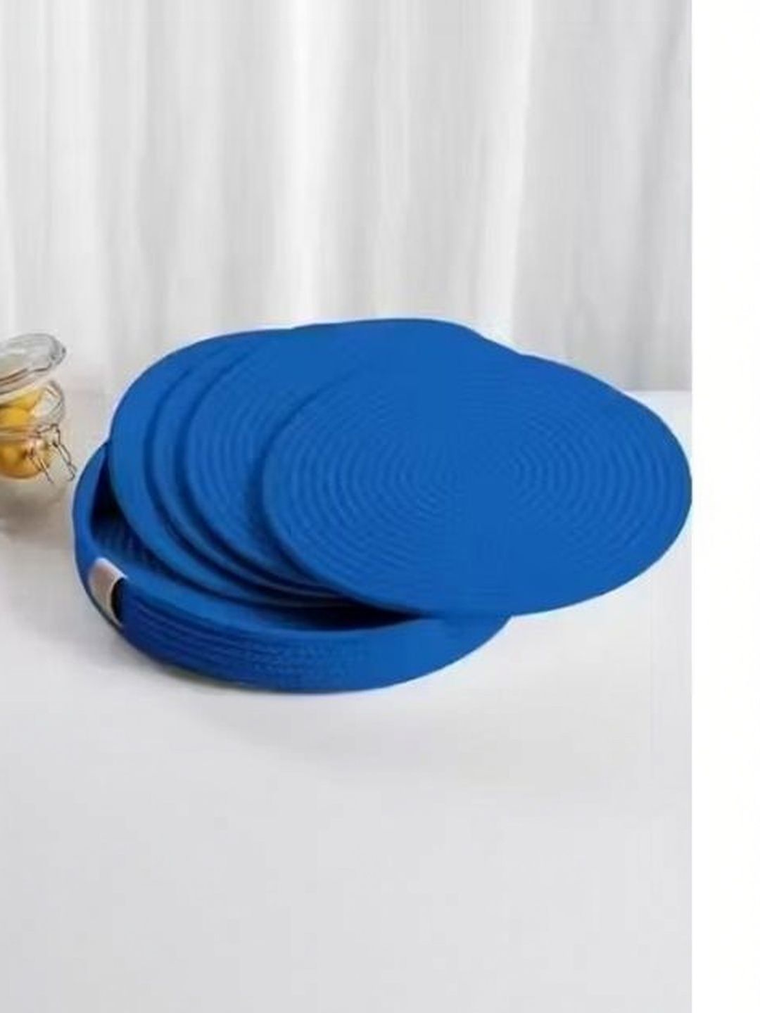 Siya Textiles Blue Set Of 4 Round Shaped Table Placemats-image-43