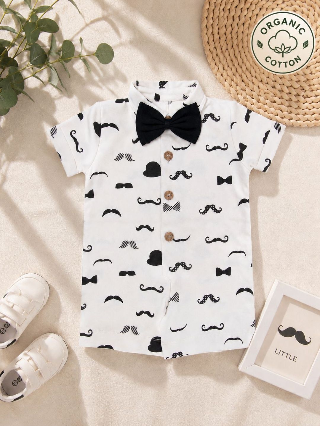 Nino Bambino Infant Boys Printed Pure Cotton Bodysuit With Bow-image-38