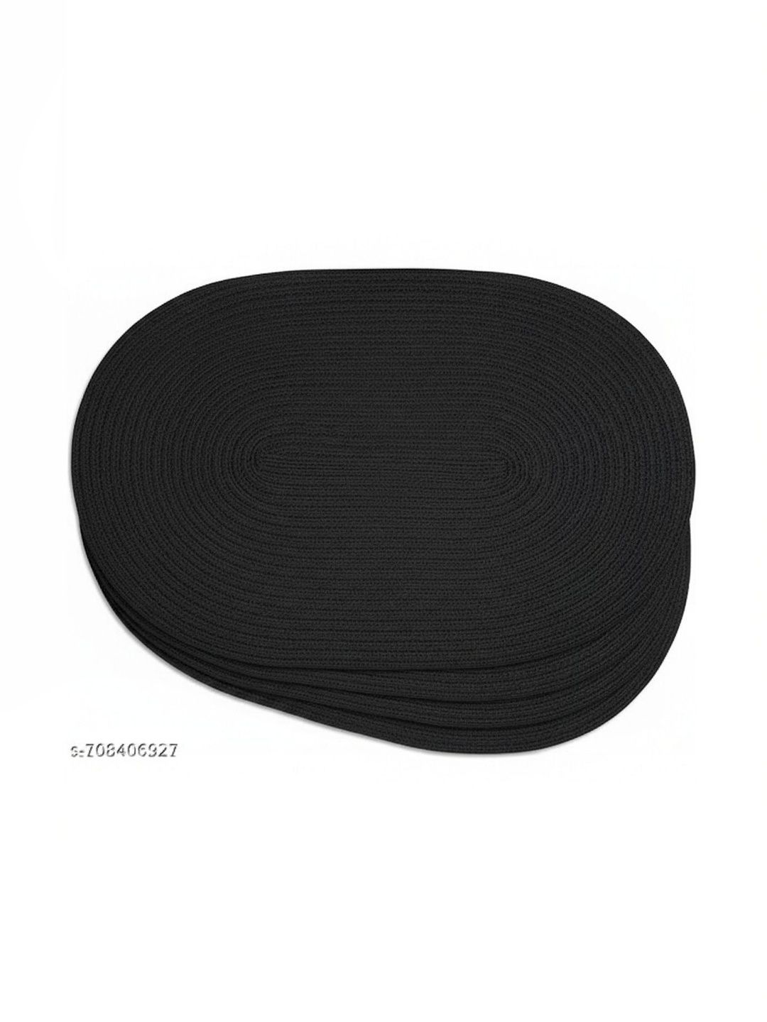 Siya Textiles Set Of 4 Black Textured Cotton Oval Table Placemats-picture-16