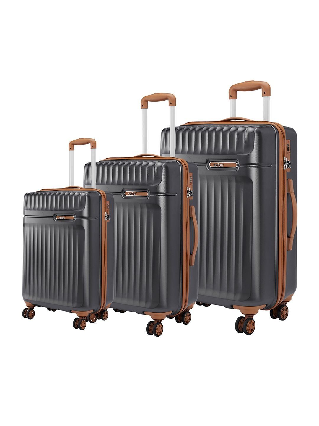 Safari Set Of 3 Runner Textured Hard Sided Trolley Bags-image-28
