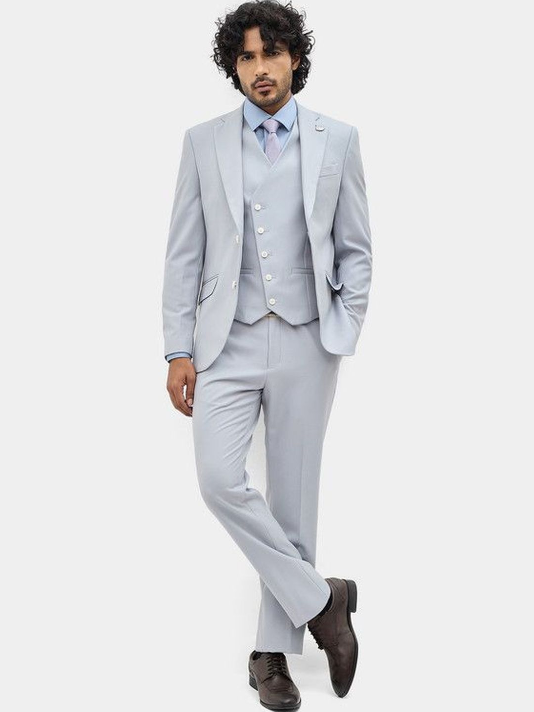 Blackberrys Self Design Slim Fit Single-Breasted Three-Piece Suits-picture-36
