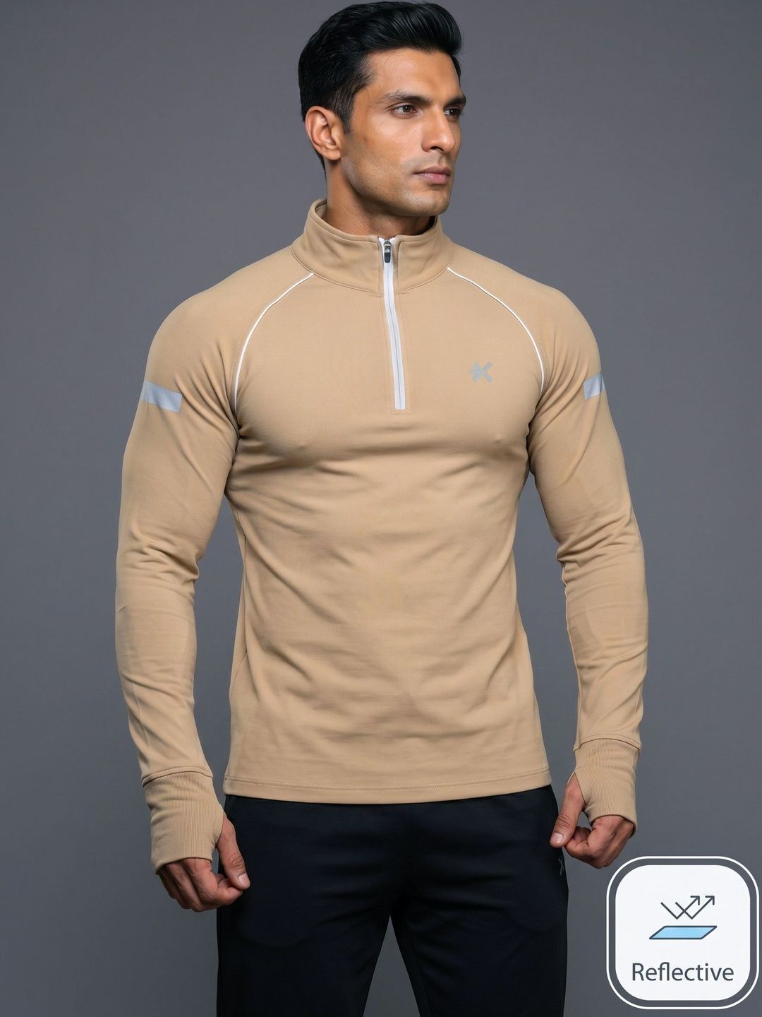HRX by Hrithik Roshan Brand Logo Printed High Neck T-shirt-image-8