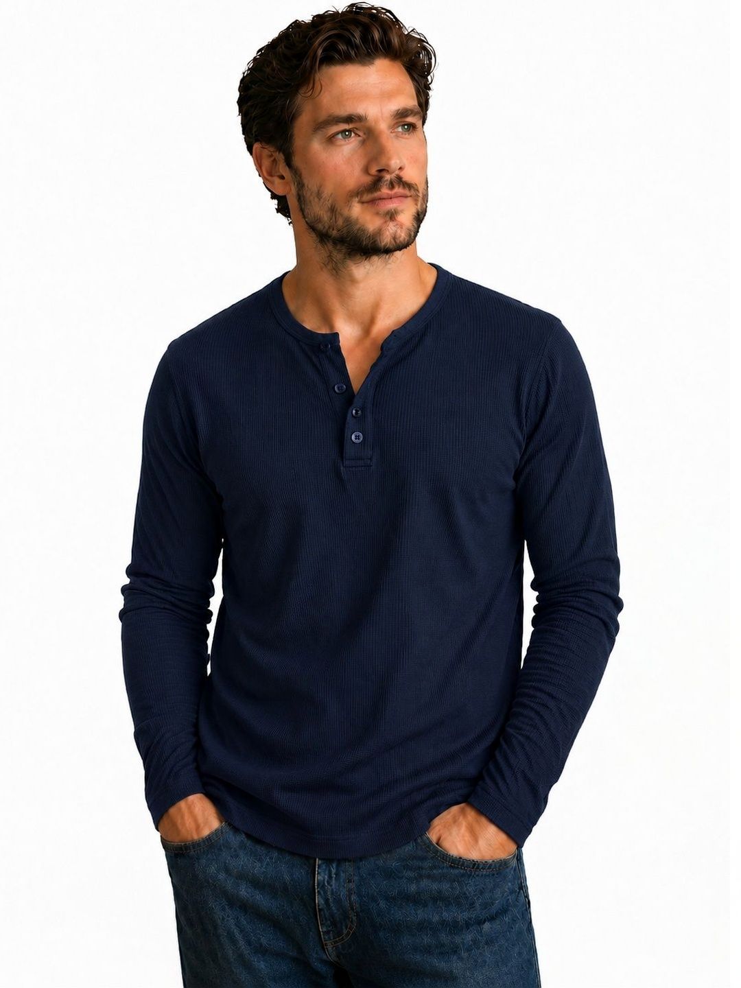 QUTUN Men Henley Neck T-shirt-picture-4