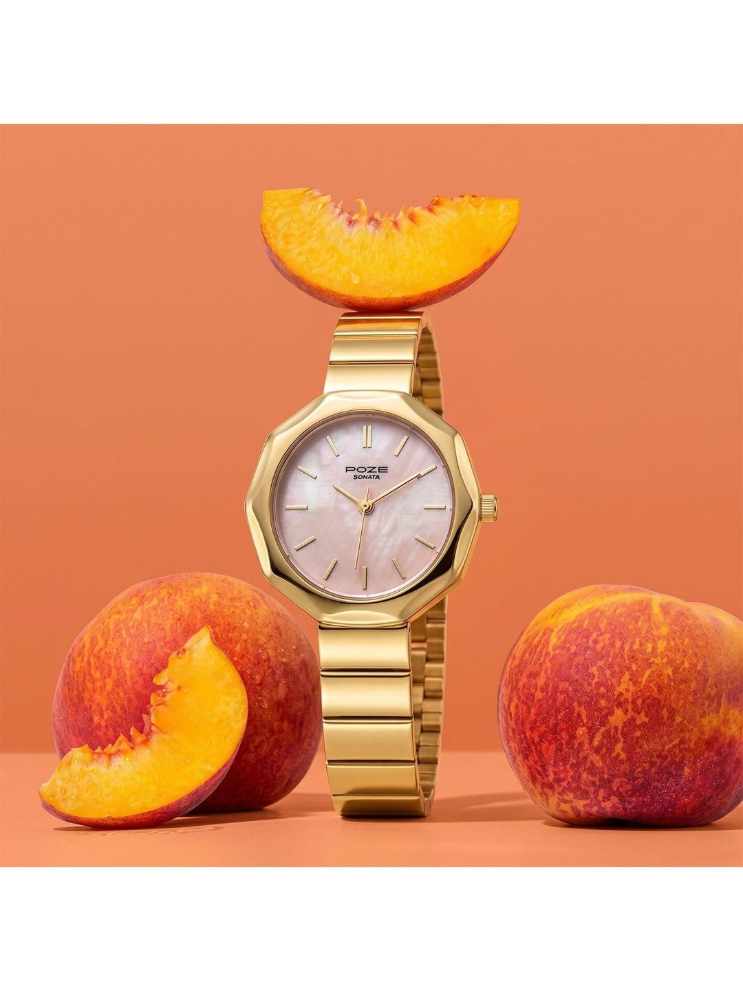 Sonata Women Mother of Pearl Dial & Stainless Steel Bracelet Style Straps Analogue Watch SP80184YM01W-picture-11