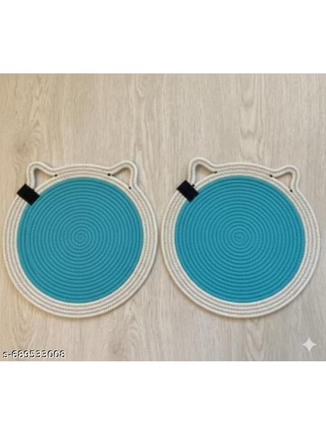 Siya Textiles Set Of 2 Blue & Grey Colourblocked Cotton Round Table Placemats-image-30