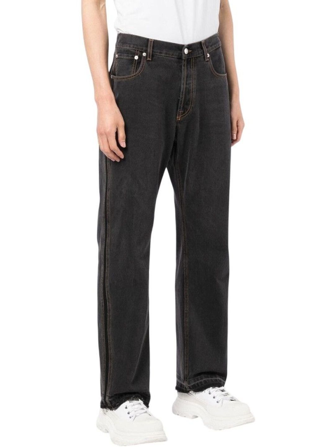 alexander mcqueen Black Straight Mid Rise Jeans-picture-32
