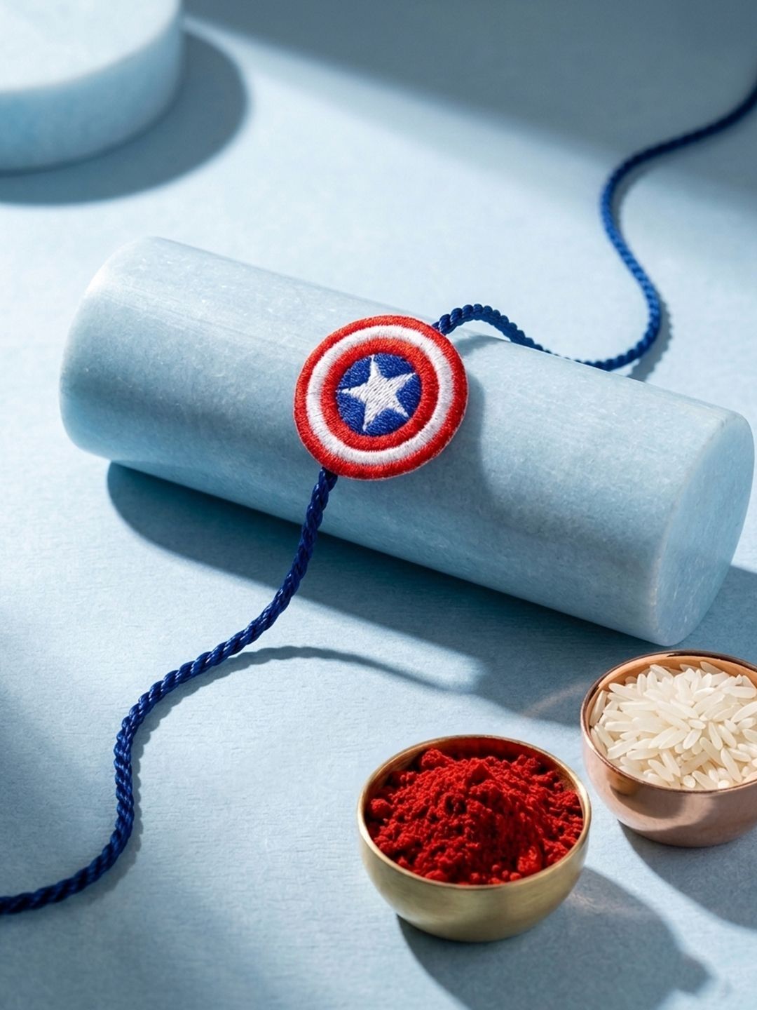 Anouk Stylish Red & Blue Avengers Design Kids Rakhi With Roli Chawal Chandan Mishri-picture-45