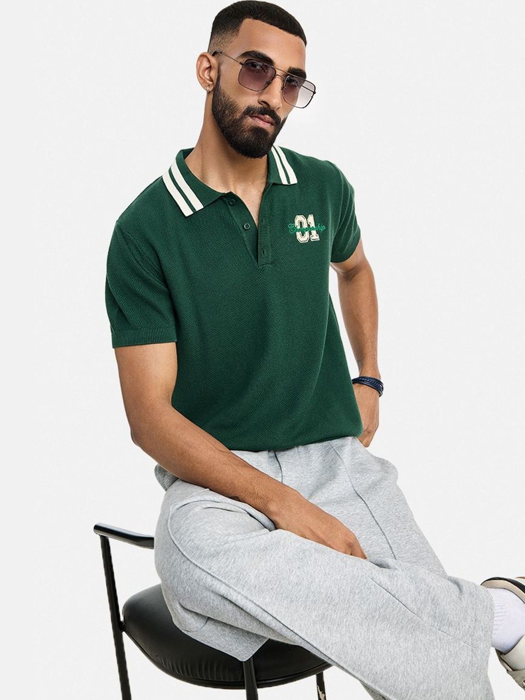 Snitch Men Brand Logo Polo Collar T-shirt