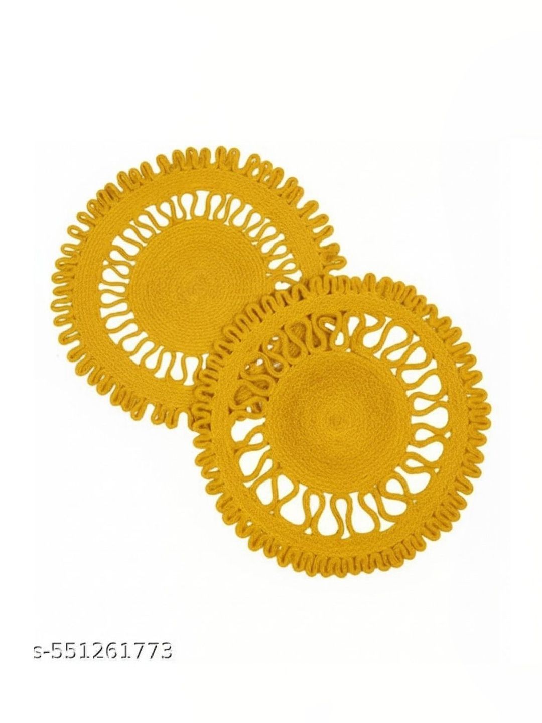 Siya Textiles 2 Pieces Yellow Cotton Round Table Placemats-image-47