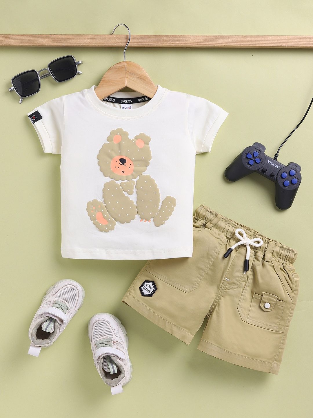 UNO KIDS Boys Animal Graphic Printed T-shirt with Shorts-picture-26