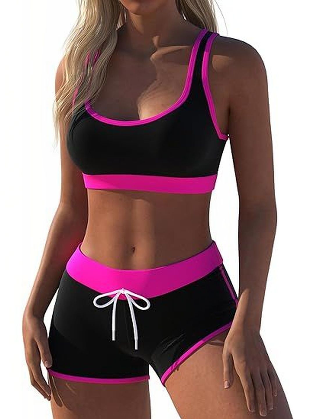 clothingclass Racerback Top & Drawstring Shorts Swim Set-picture-49