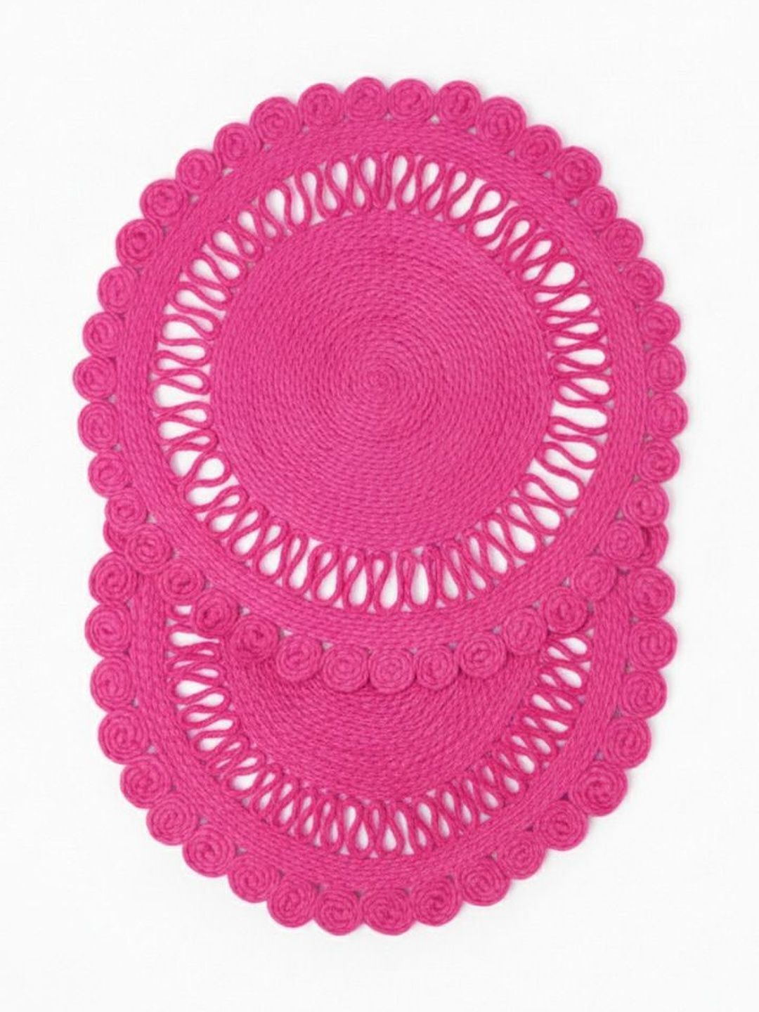 Siya Textiles 2-Pcs Pink Cotton Round Table Placemats-image-12