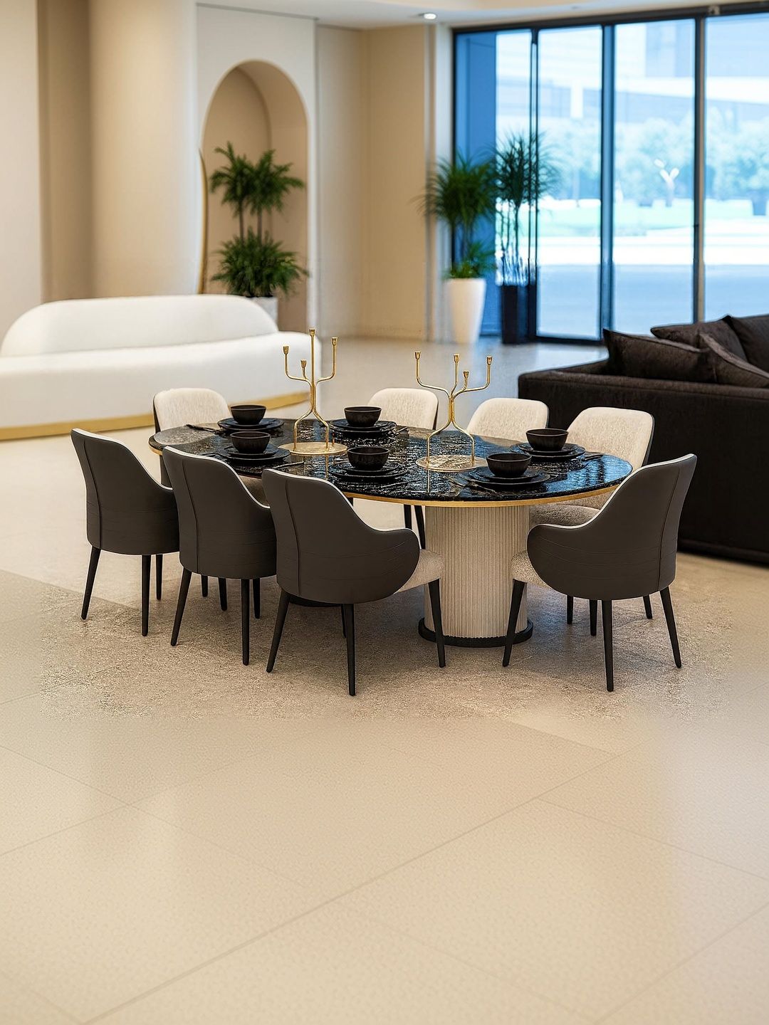PAAM WOOD Black Marble Top Rectangular Coffee Table-image-3
