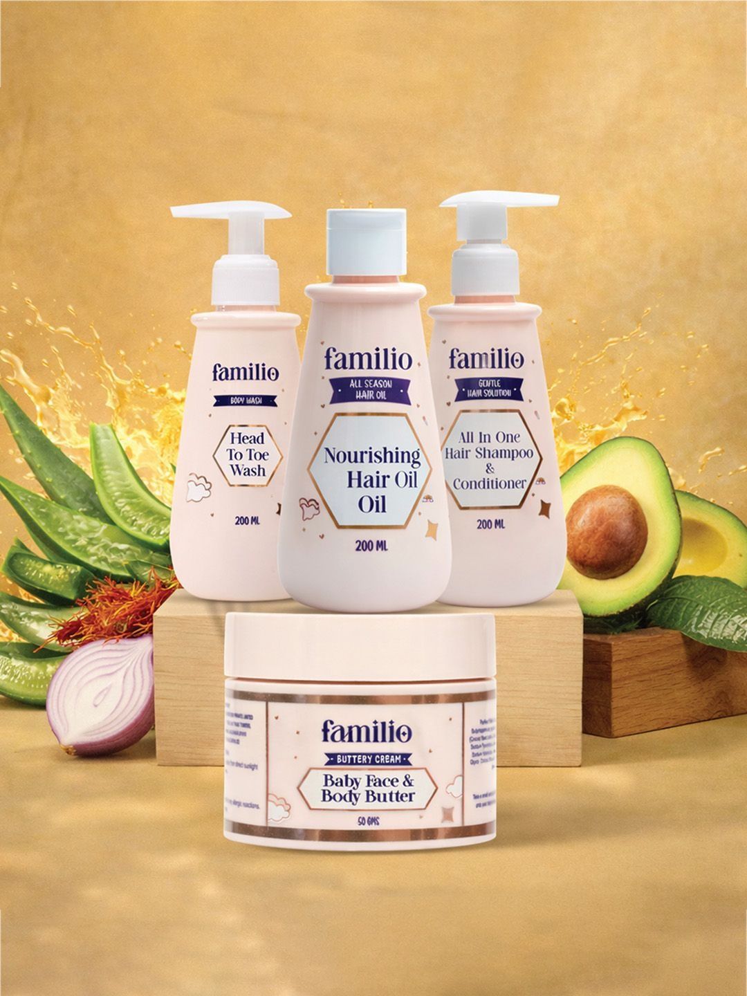 Familio Set Of 4 Head Wash Hair Oil Shampoo & Conditioner 200ml Each & Body Butter 50g-image-45
