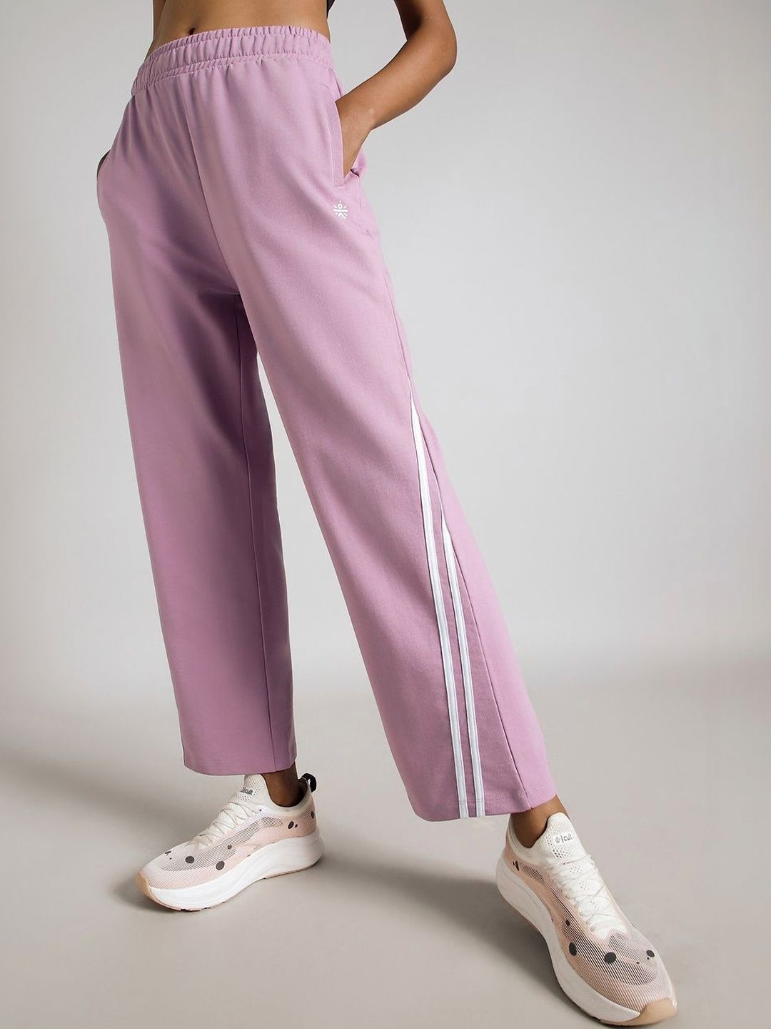 CULT Women's Pink Contrast Edge Straight Fit Trackpants-image-1