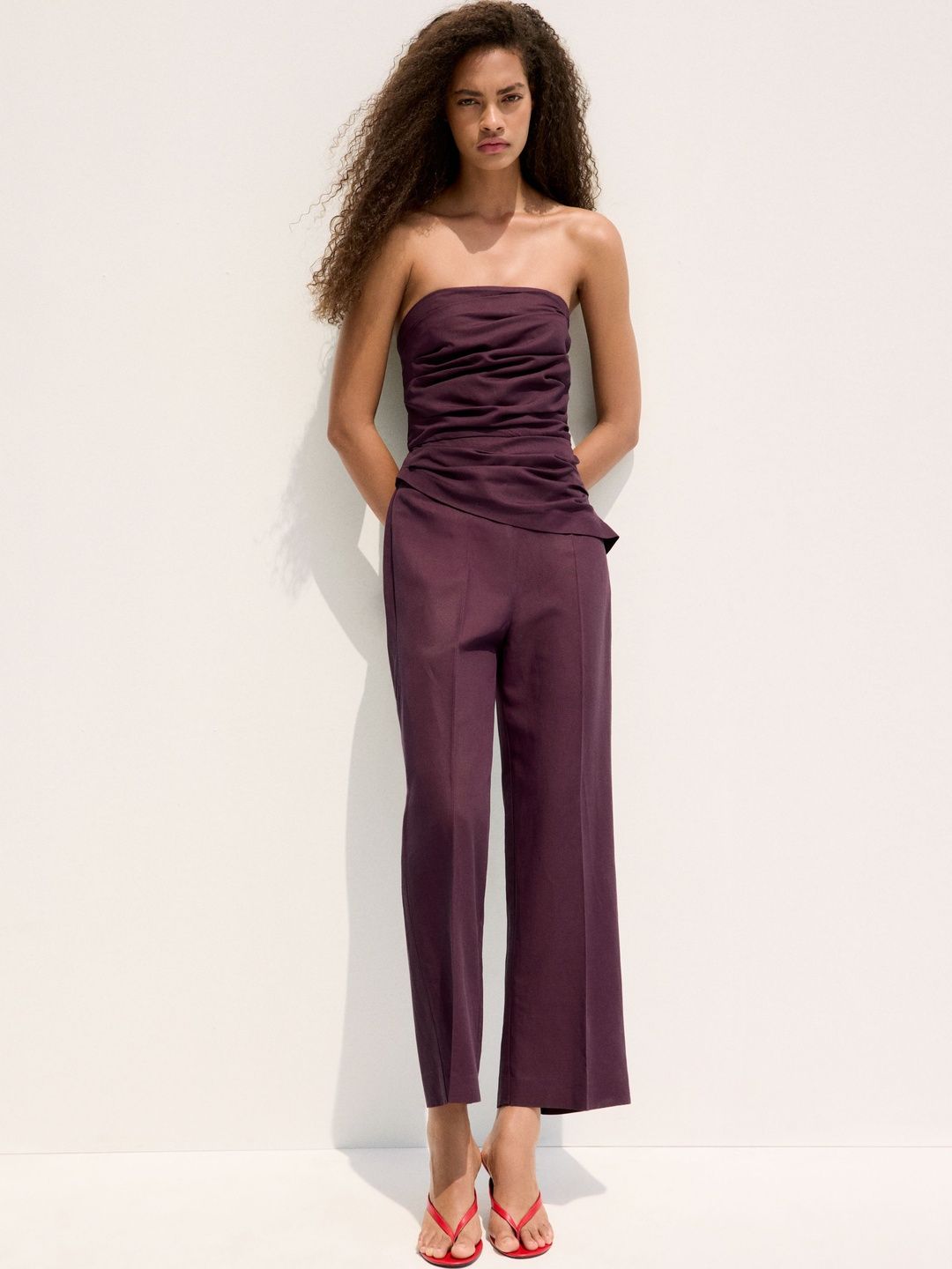 MANGO Strapless Gathers Basic Jumpsuit-picture-11
