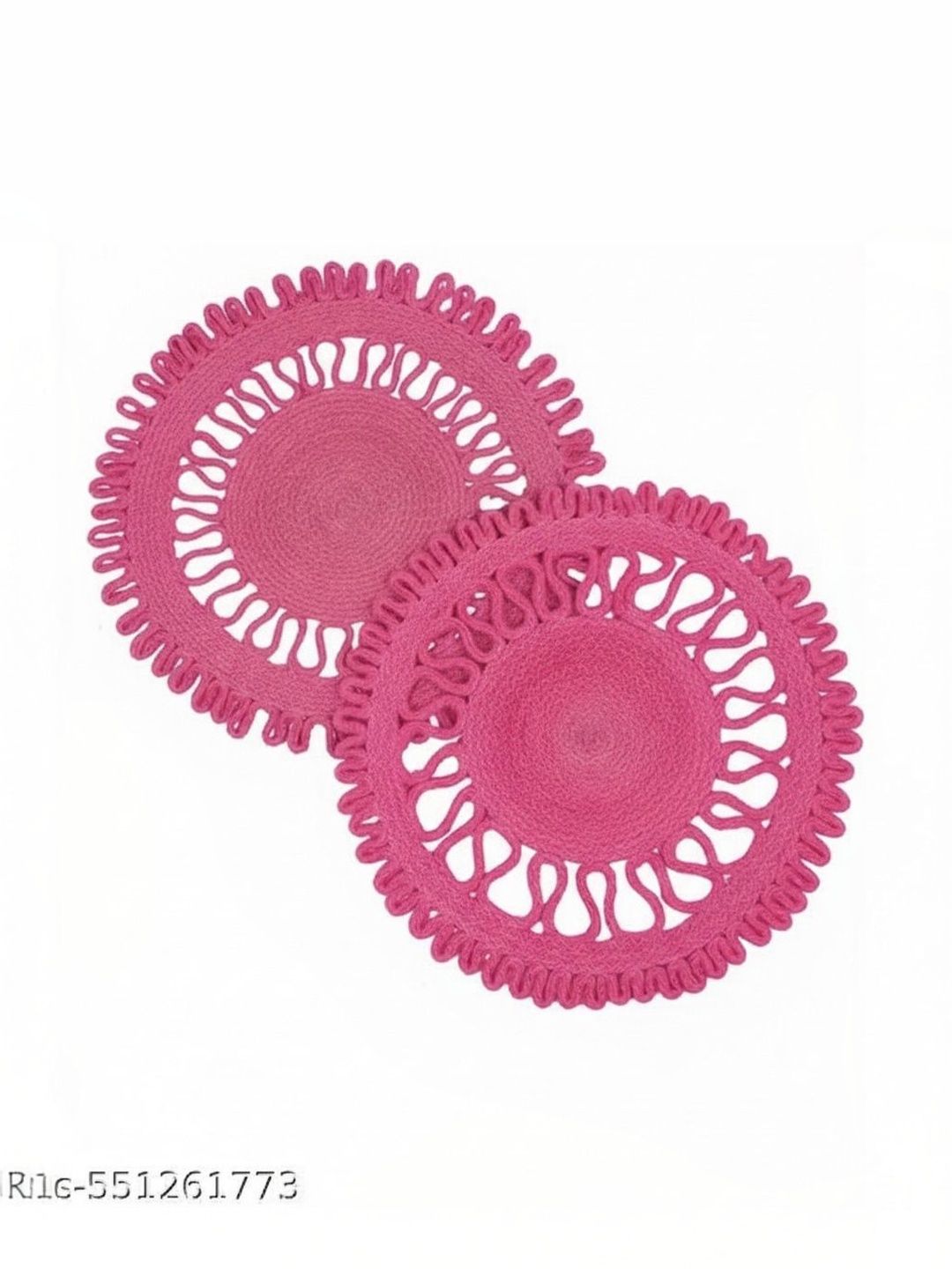 Siya Textiles 2-Pcs Pink Textured Round Table Placemats-image-49