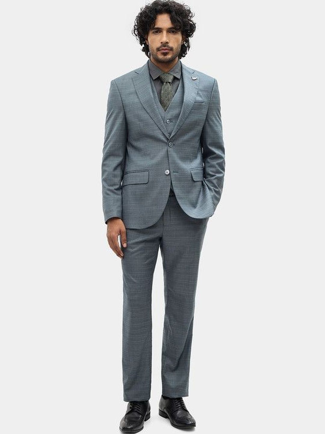 Blackberrys Men Checked Notched Lapel Slim Fit Suits-picture-51