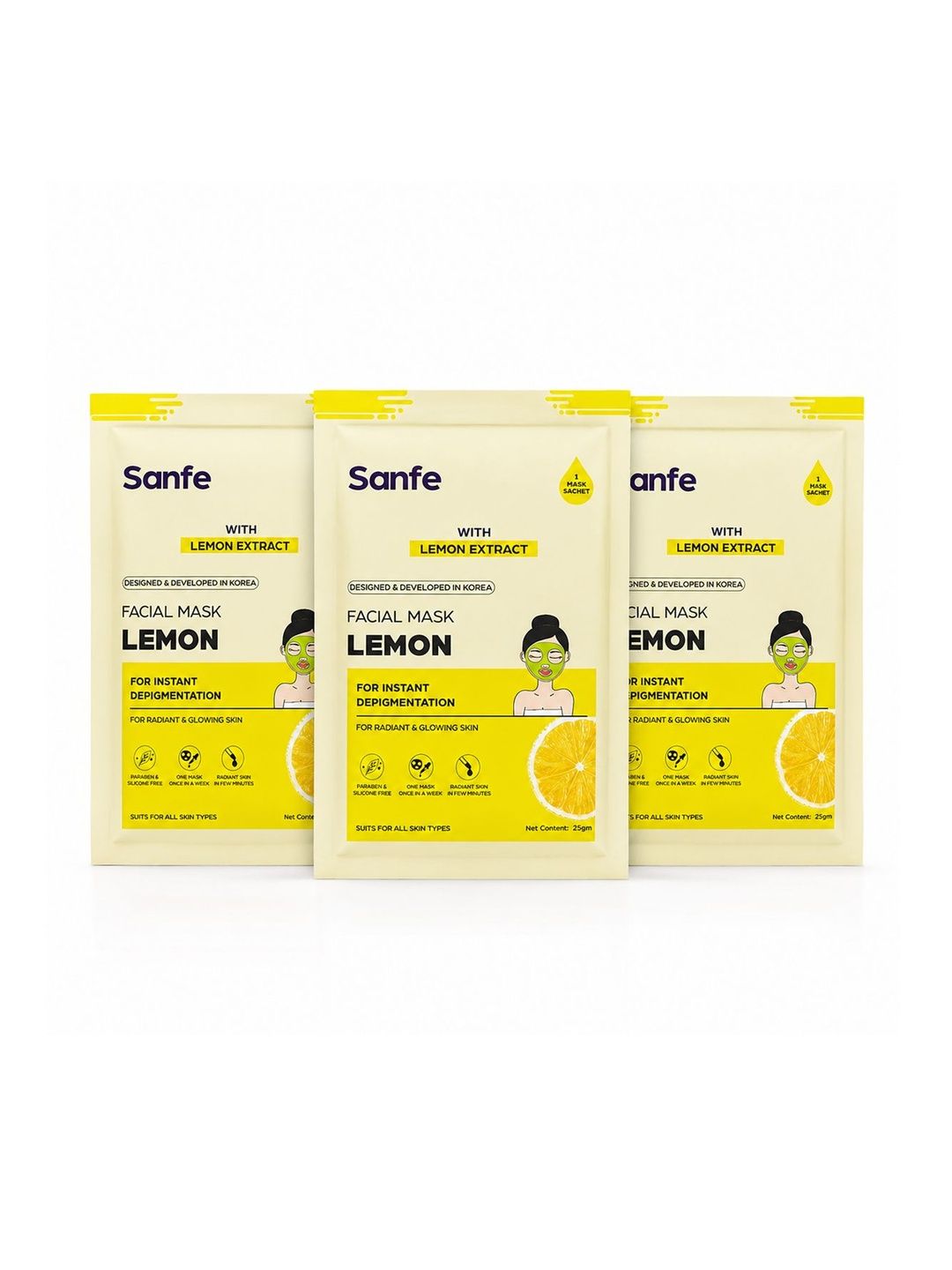Sanfe Set Of 3 Lemon Facial Mask For Radiant & Glowing Skin - 25 ml Each-picture-23
