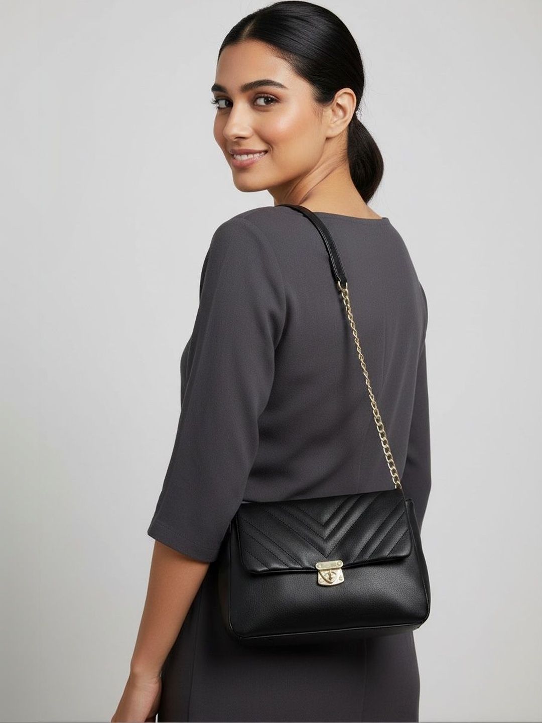 Mast & Harbour PU Sling Bag with Quilted-image-42