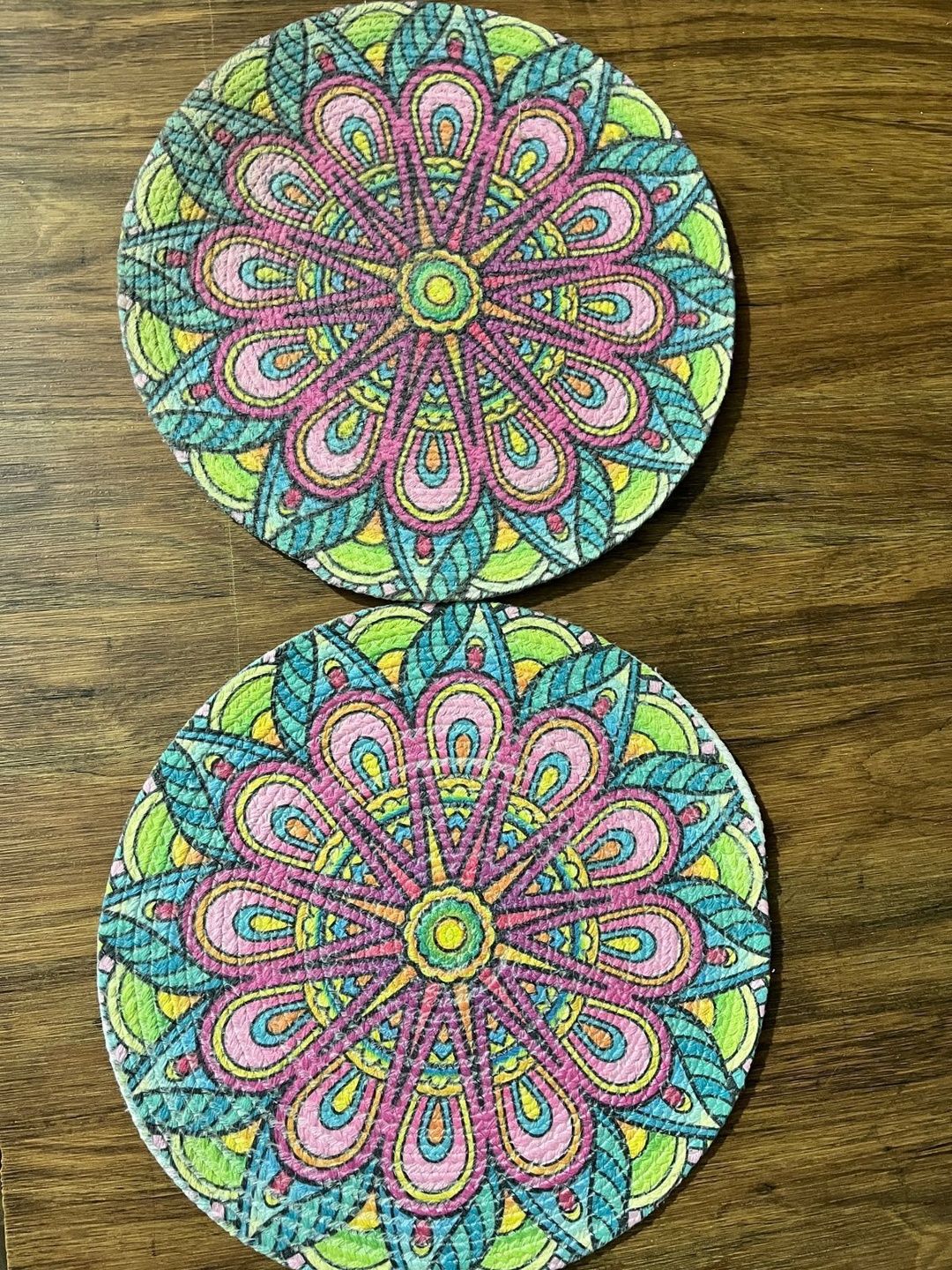 Siya Textiles 2 Pieces Pink & Blue Floral Cotton Round Table Placemats-image-48