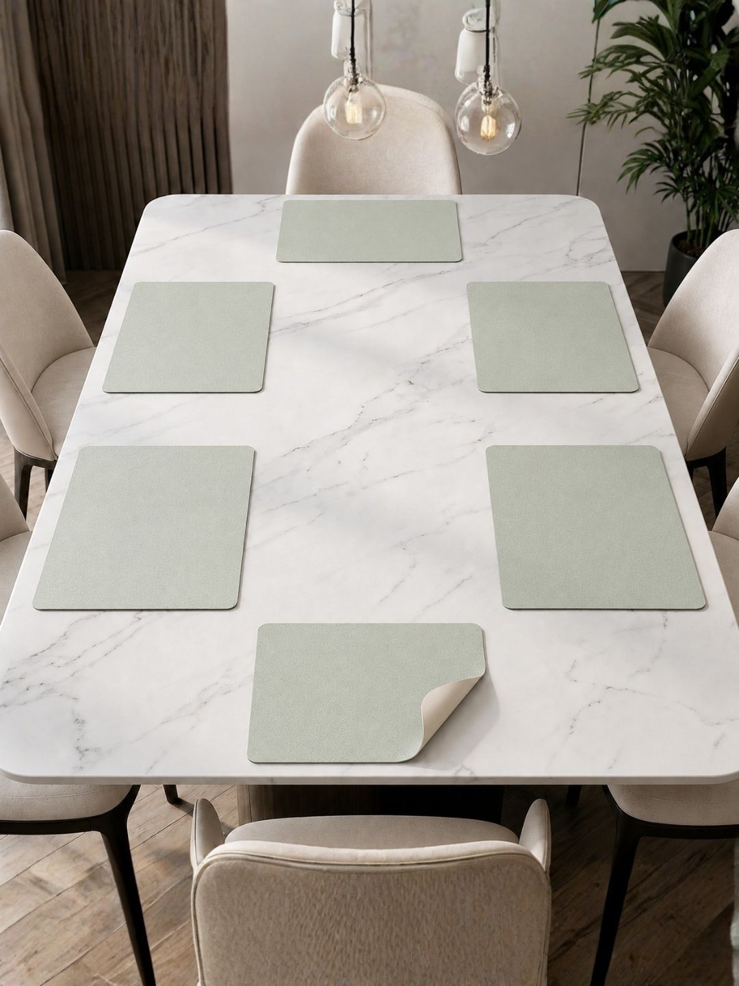 Myntra Elegant Homes 6 Pieces Sea Green Rectangle Table Placemats-image-30