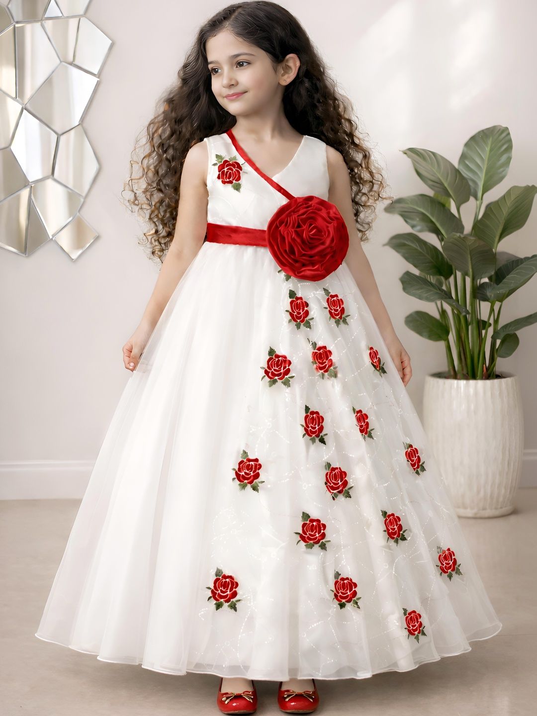 BAESD Floral Embroidered Net A-Line Maxi Dress-image-32