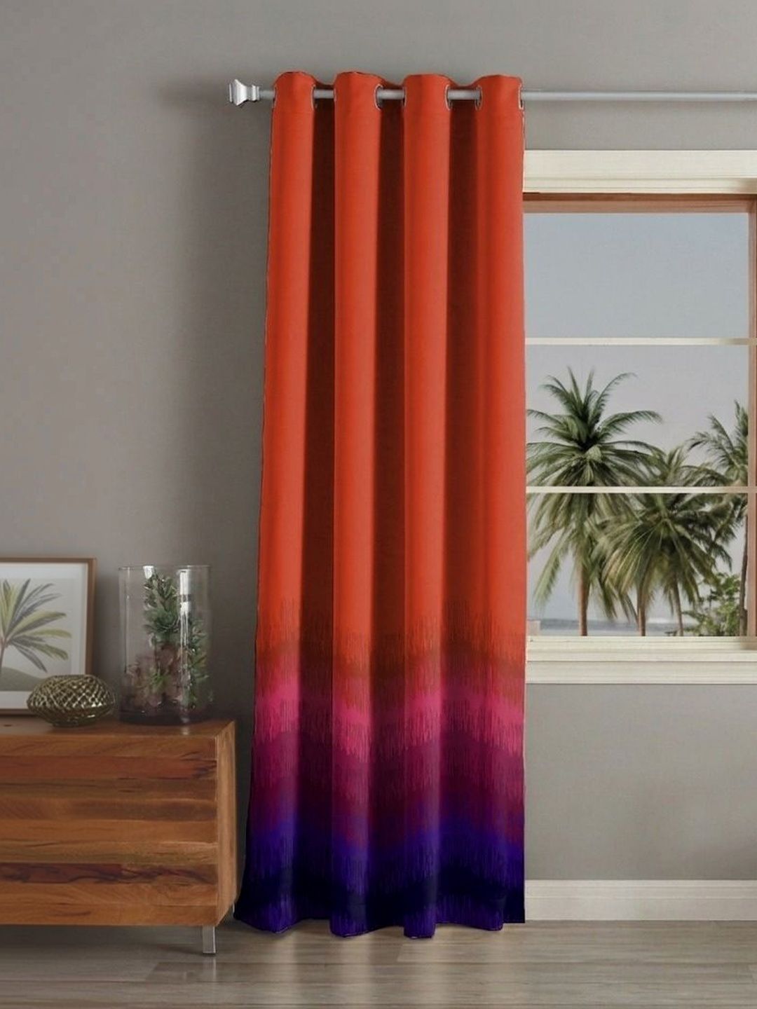 AAVIS DECOR Orange Black Out Long Door Curtain-image-45