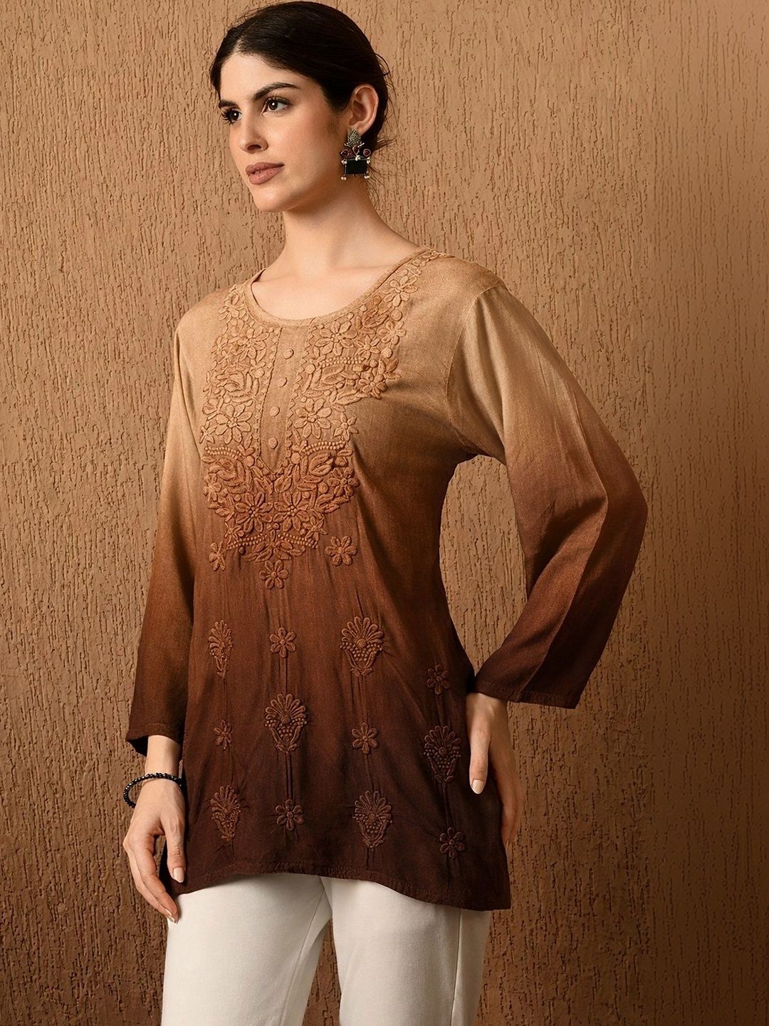 NAZAQAT ETHNIC INDIA Ethnic Motifs Embroidered Thread Work Pure Cotton Thread Work Kurtis-picture-27