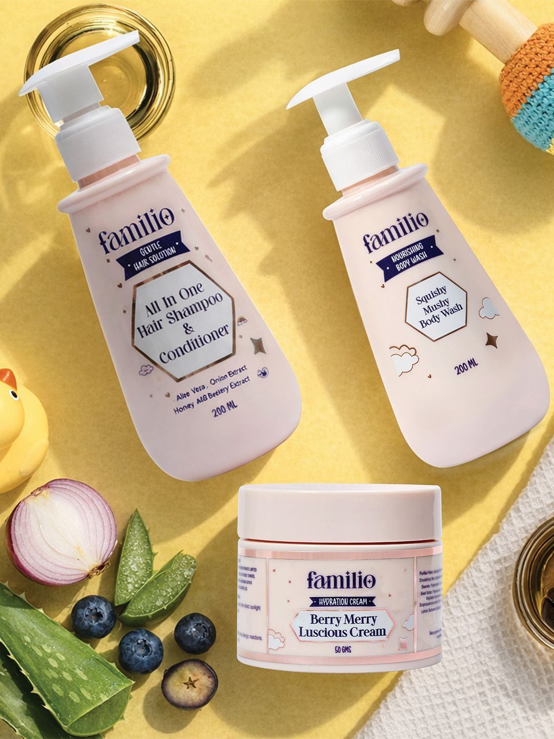 Familio Set Of 3 Shampoo Squishy Mushy Body Wash & Berry Merry Luscious Cream-image-27