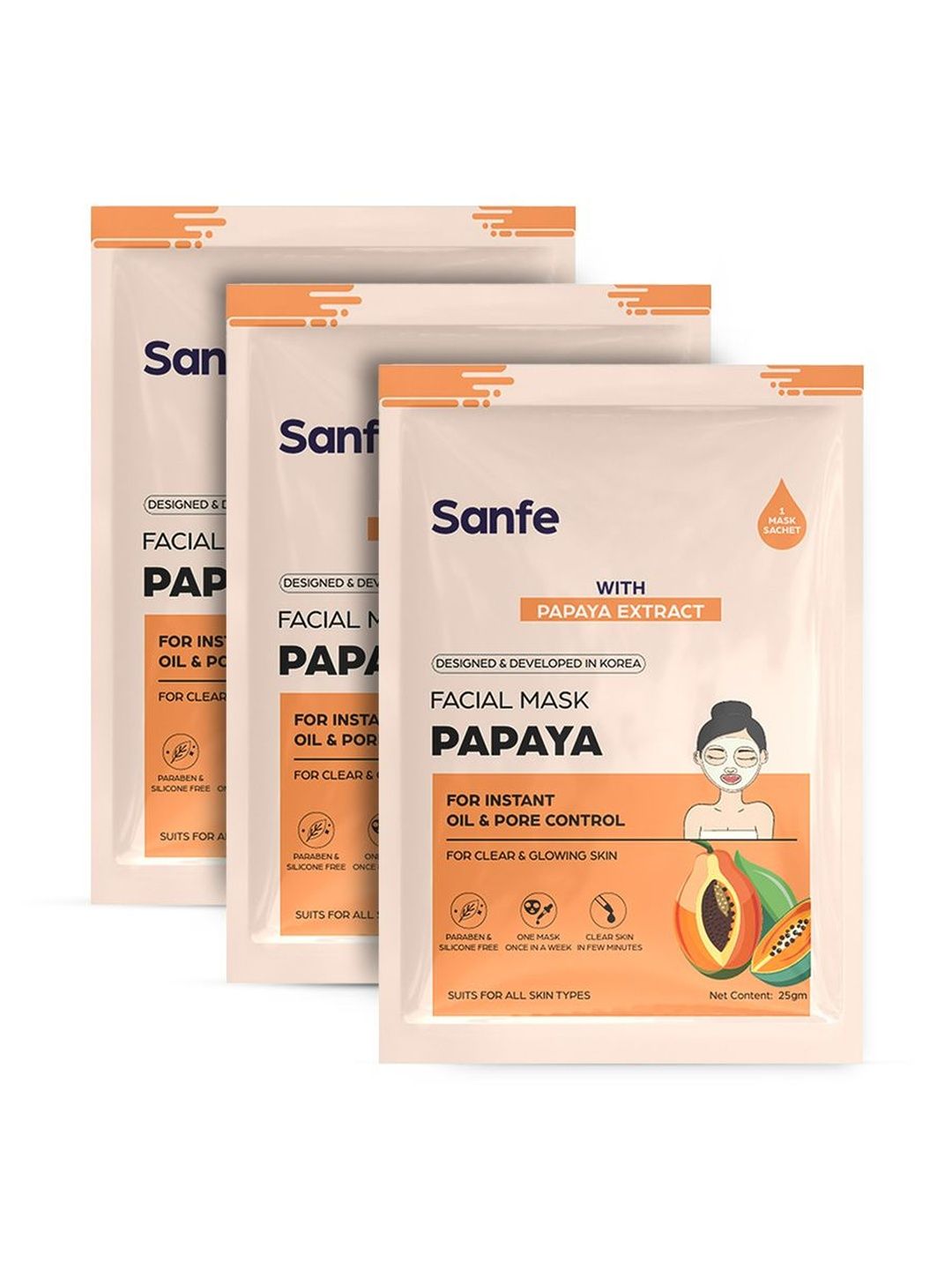 Sanfe Set Of 3 Papaya Facial Mask For Clear & Glowing Skin - 25 g Each-picture-41