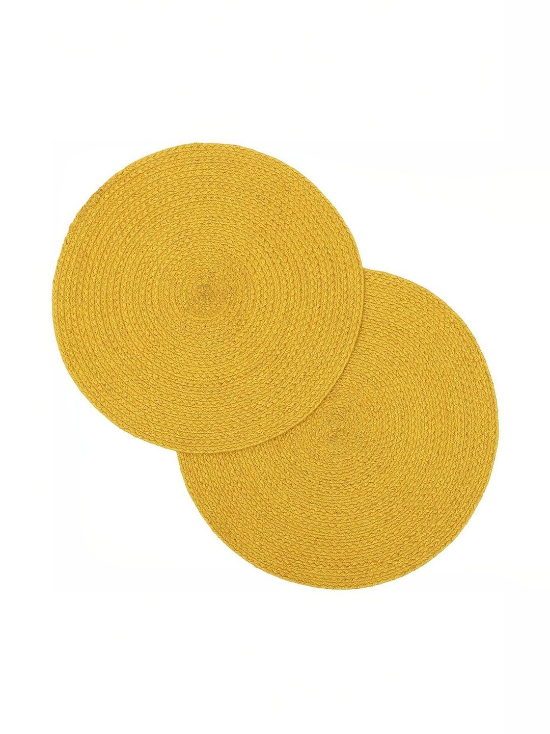 Siya Textiles 2 Pieces Yellow Cotton Round Table Placemats-image-47