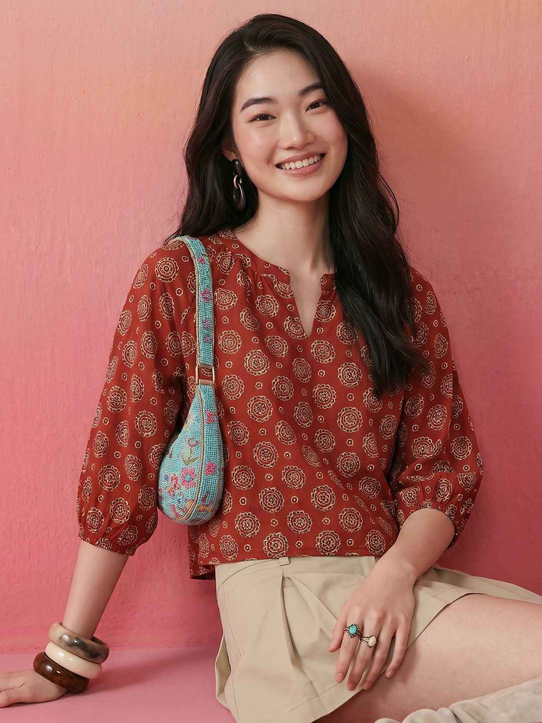 ZACCAI Ethnic Printed Top-picture-19