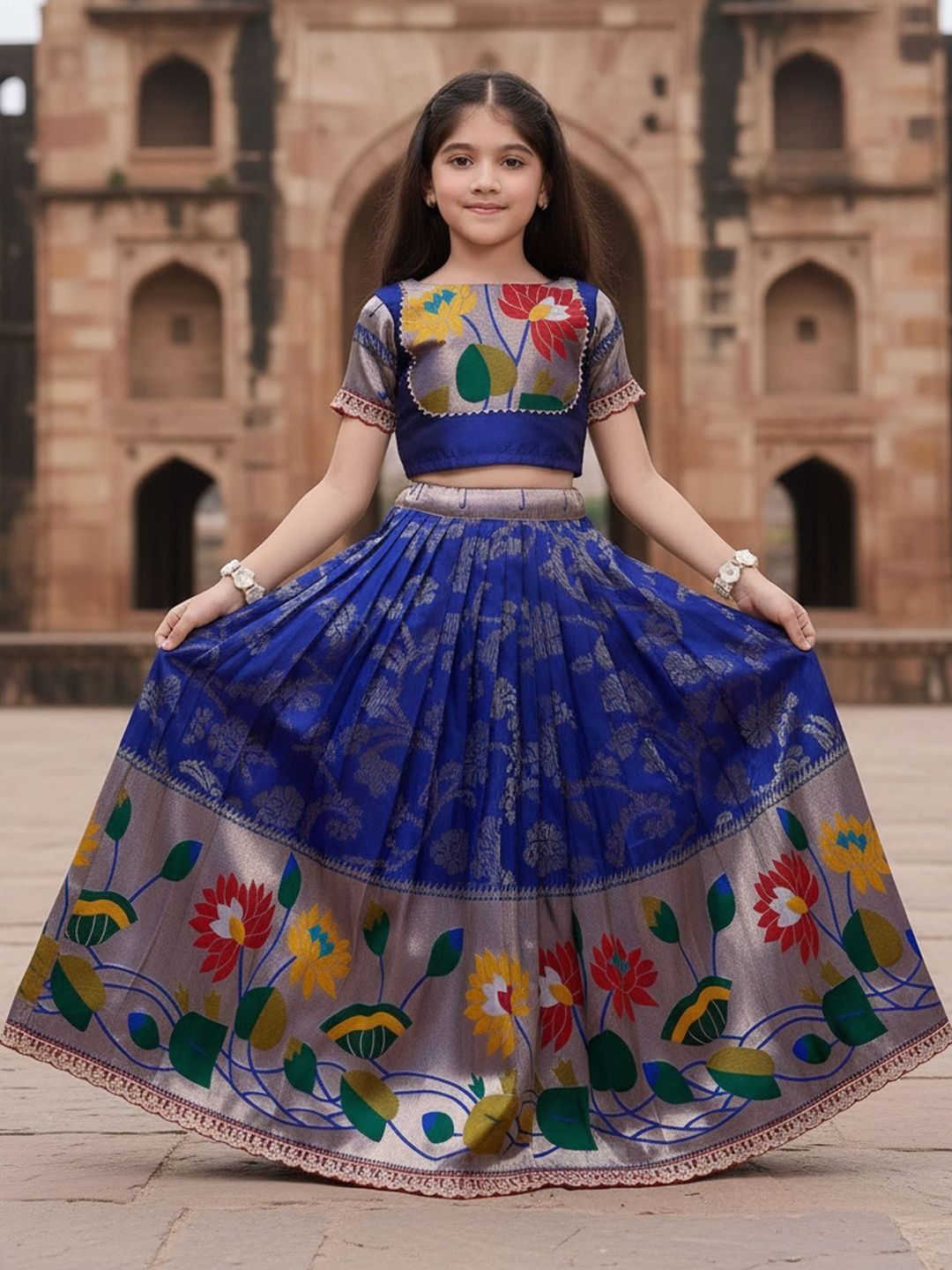 Sangria Girls Printed Ready to Wear Lehenga &-image-43