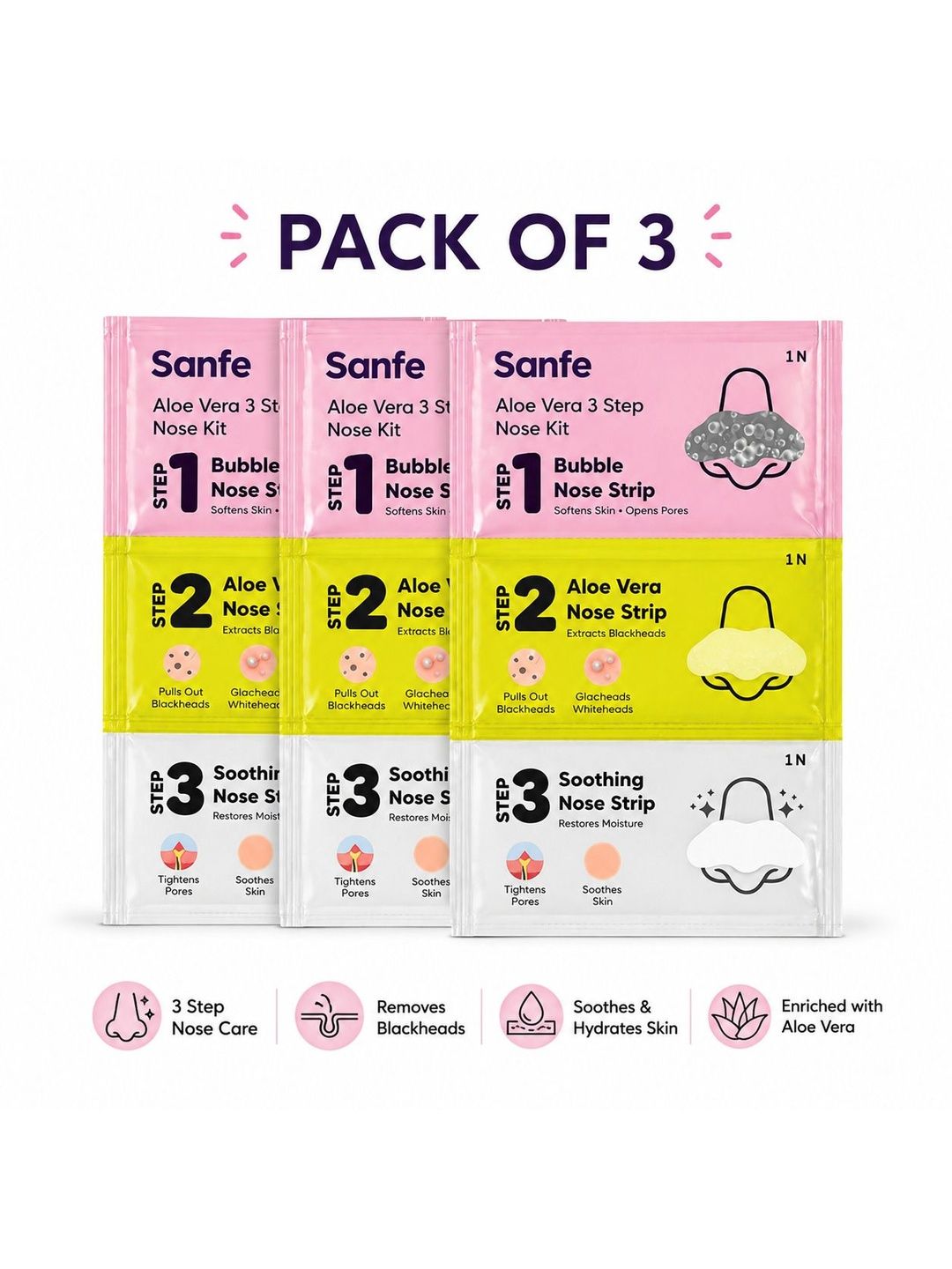 Sanfe Set Of 3 Deep Detox 3-In-1 Nose Strips For Blackhead Removal-picture-20