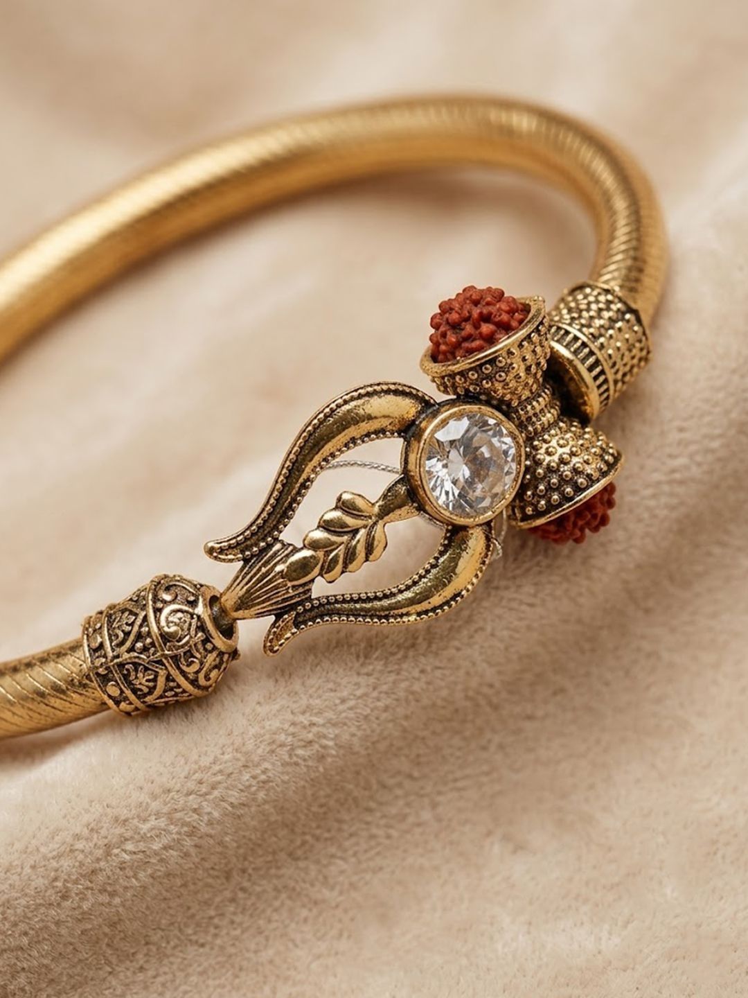 Anouk Gold Plated Trishool Design Rudraksh Rakhi Bracelet With Roli Chawal Chandan Mishri-image-44