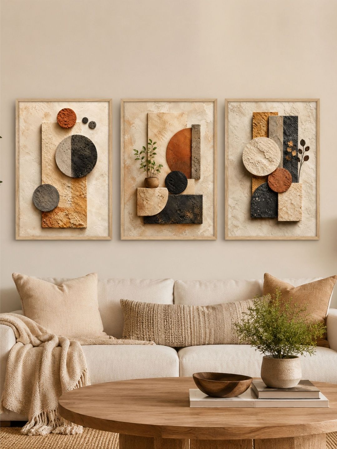 Myntra Elegant Homes Pack Of 3 Multicoloured MDF Wall Paintings-image-30
