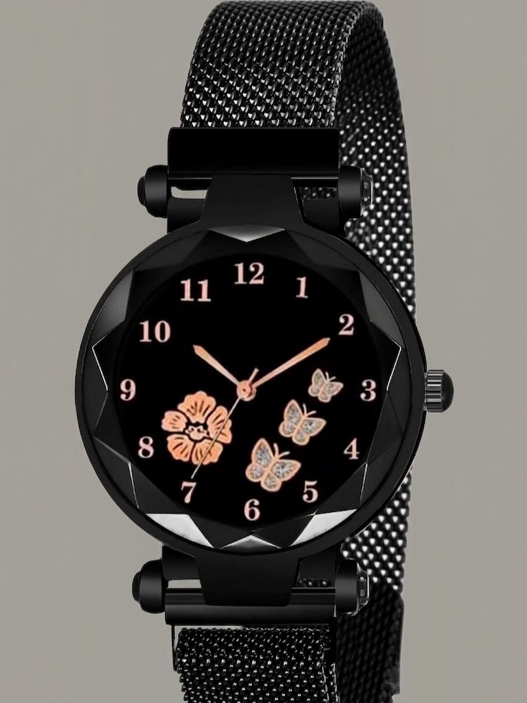SWADESI STUFF Women Printed Dial & Straps Analogue Date Aperture Watch MAGNET 11 BUTTERFLY BLACK